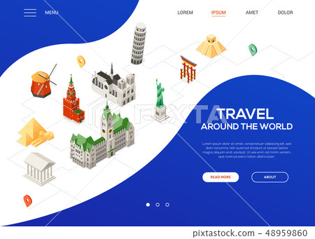 Travel around the world - colorful isometric web banner Travel around the world - colorful isometric web banner 48959860