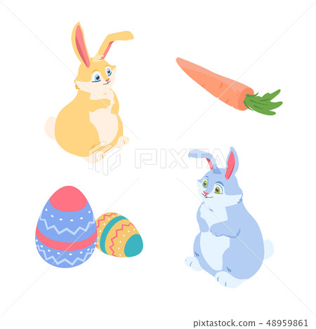 Happy Easter - a set of colorful isometric elements Happy Easter - a set of colorful isometric elements 48959861