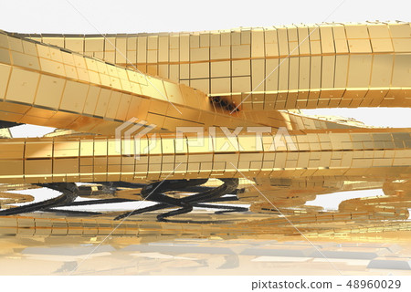 Abstract modern future architecture contains strange-shaped buildings in the form of spirals Abstract modern future architecture contains strange-shaped buildings in the form of spirals 48960029