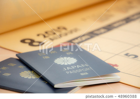 Passport and calendar travel plan image 48960388