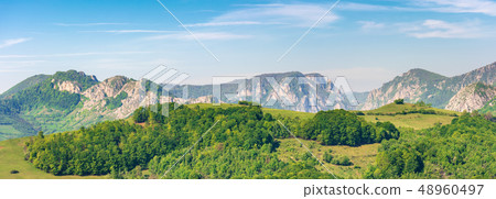 panorama of a landscape with rocky ridge panorama of a landscape with rocky ridge 48960497