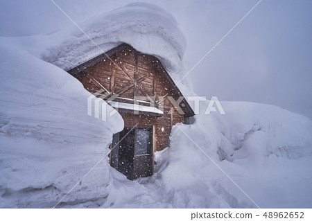 Wooden house at Hakkoda ropeway in Mount Tamoyachi Wooden house at Hakkoda ropeway in Mount Tamoyachi 48962652