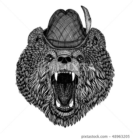 Bear Hand drawn picture for tattoo, t-shirt, emblem, badge, logo, patch 48963205