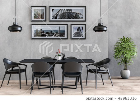 interior with table chair and lamp on wall interior with table chair and lamp on wall 48963316