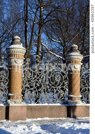 Fence of the Mikhailovsky Garden in St.Petersburg, 48963397