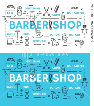 Barbershop service icons and symbols Barbershop service icons and symbols 48964162