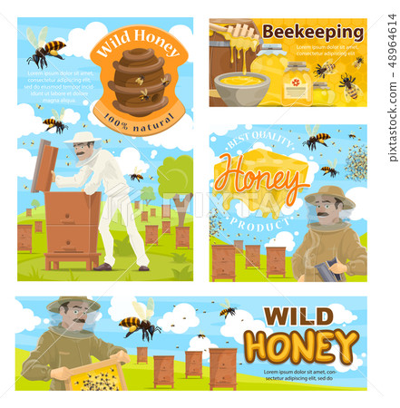 Apiarist, Beekeeping Farm And Beehive - Stock Illustration [48964614 ...