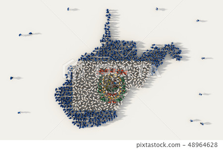 Large group of people forming West Virginia flag 48964628