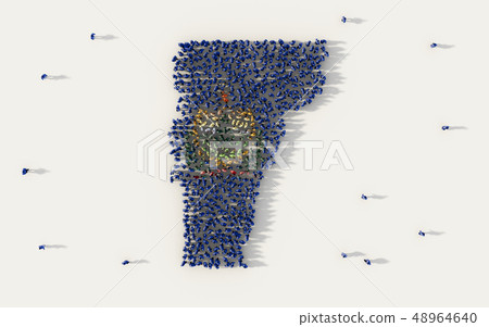 Large group of people forming Vermont flag map in 48964640
