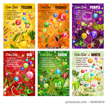 Detox color diet, fruit and vegetables, berries 48964649