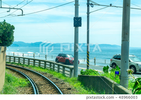Curves to the sea from the Enoden car window Curves to the sea from the Enoden car window 48966003