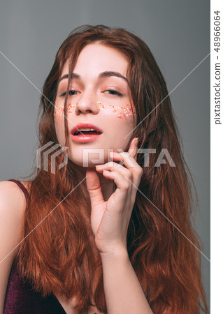 glitter makeup fresh skin young woman beauty glitter makeup fresh skin young woman beauty 48966064