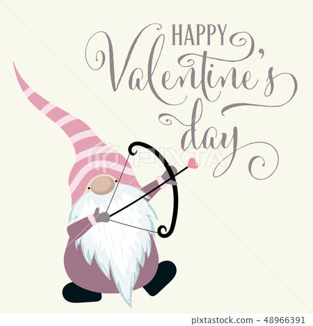Gnome with cupid bow. Valentine's day card Gnome with cupid bow. Valentine's day card 48966391