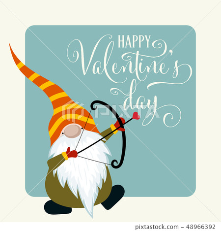 Gnome with cupid bow. Valentine's day card Gnome with cupid bow. Valentine's day card 48966392
