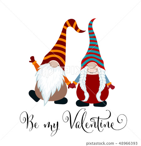 Valentine's day card with gnomes couple in love 48966393