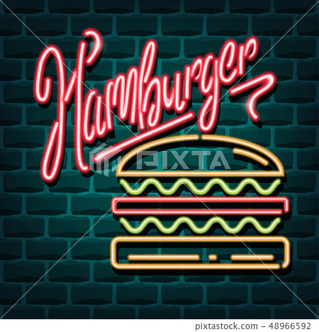 hamburger neon advertising sign 48966592