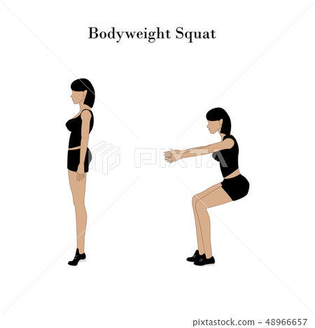 Bodyweight squat exercise workout Bodyweight squat exercise workout 48966657