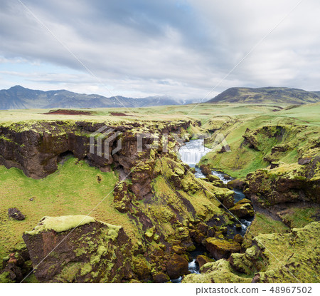 Summer landscape with Skoga river, Iceland Summer landscape with Skoga river, Iceland 48967502