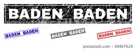 Grunge BADEN BADEN Scratched Rectangle Stamp Seals 48967629