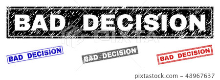 Grunge BAD DECISION Scratched Rectangle Stamps Grunge BAD DECISION Scratched Rectangle Stamps 48967637