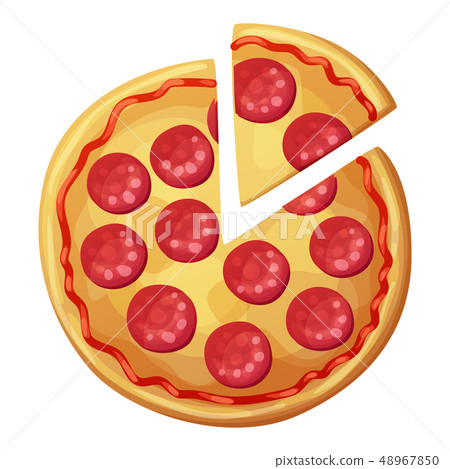 Pepperoni Pizza With Sausages Top View Stock Illustration