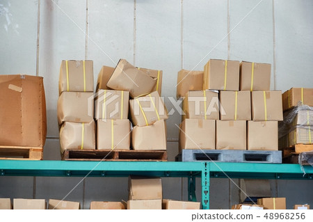 Warehouse with boxes on pallets Warehouse with boxes on pallets 48968256