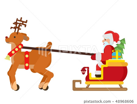 drives a sleigh with Santa Claus and a Christmas drives a sleigh with Santa Claus and a Christmas 48968606