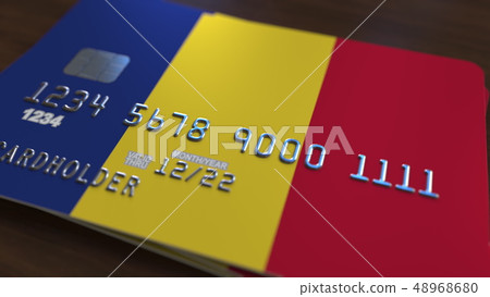 Plastic bank card featuring flag of Romania.... - Stock Illustration ...