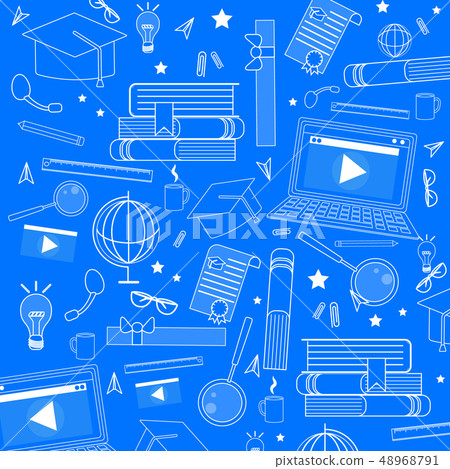 Seamless School Stuff Pattern Doodle Illustration Seamless School Stuff Pattern Doodle Illustration 48968791