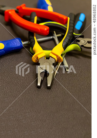pile of construction hand tools bright pliers pile of construction hand tools bright pliers 48968802