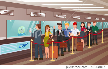 Queue for Boarding Registration Flat Illustration. 48968814