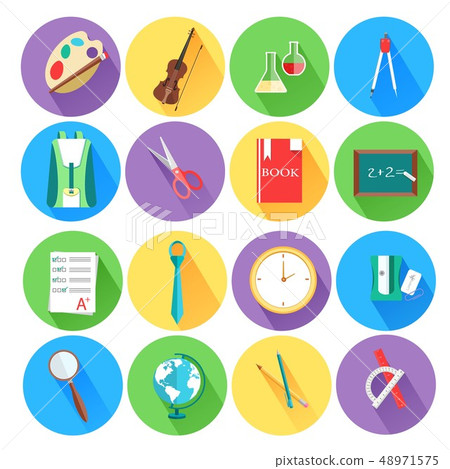 flat icons set of back to school concept. Vector - Stock Illustration ...