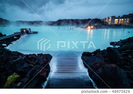 Geothermal Spa Blue Lagoon in Reykjavik, Iceland. Geothermal Spa Blue Lagoon in Reykjavik, Iceland. 48973829