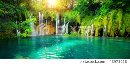 Waterfall landscape of Plitvice Lakes Croatia. 48973918