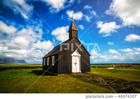 Budakirkja in Snaefellsnes peninsula, Iceland. 48974207
