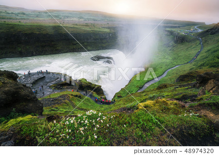 Landscape of Gullfoss waterfall in Iceland. Landscape of Gullfoss waterfall in Iceland. 48974320