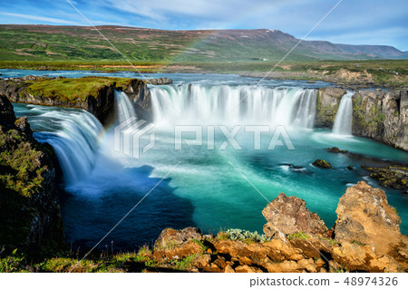 The Godafoss waterfall in north Iceland. The Godafoss waterfall in north Iceland. 48974326