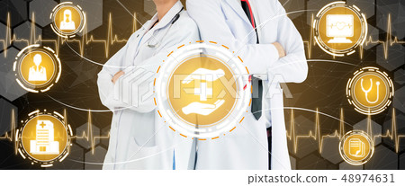 Doctor with Medical Healthcare Graphic in Hospital 48974631