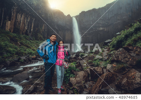 Svartifoss waterfall in Vatnajokull, Iceland. 48974685