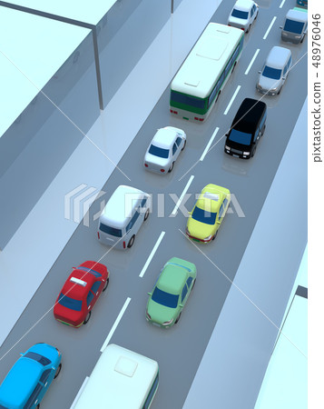 CG 3D例證設計三維汽車汽車運輸麻煩交通堵塞路通勤假日一般路 48976046