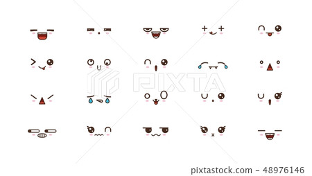 Kawaii cute faces smile emoticons. Japanese emoji 48976146