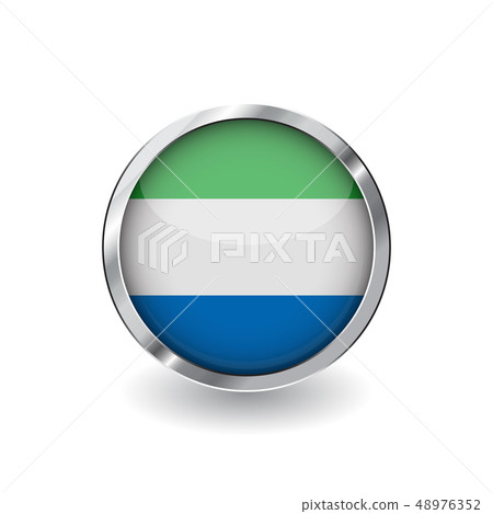 Flag button with metal frame and shadow. Flag button with metal frame and shadow. 48976352