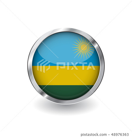 Flag button with metal frame and shadow. 48976363