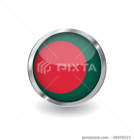 Flag button with metal frame and shadow. 48976515