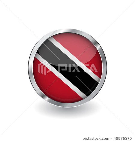 Flag button with metal frame and shadow. 48976570