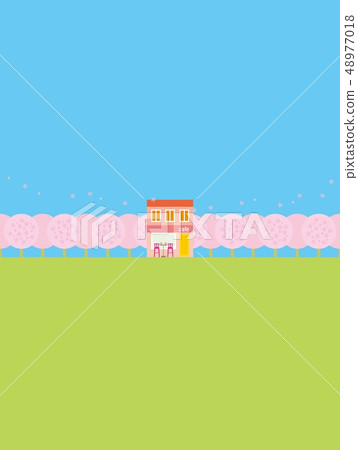 Spring landscape cherry tree - Stock Illustration [48977018] - PIXTA