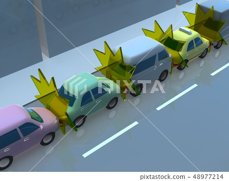 CG 3D illustration design three-dimensional car car traffic accident trouble Tamakuchi road insurance case CG 3D illustration design three-dimensional car car traffic accident trouble Tamakuchi road insurance case 48977214