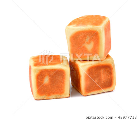 Moon Cake or square Cake sweets dessert on white 48977718