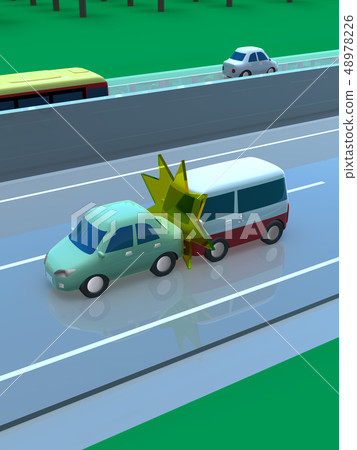 CG 3D illustration design 3D car automobile traffic accident trouble rear end accident road insurance case 48978226