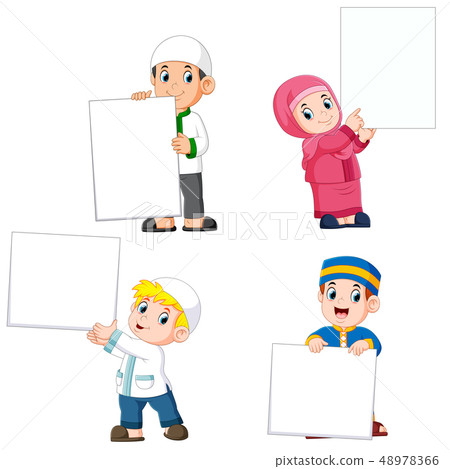 collection of moslem people holding big blank sign collection of moslem people holding big blank sign 48978366